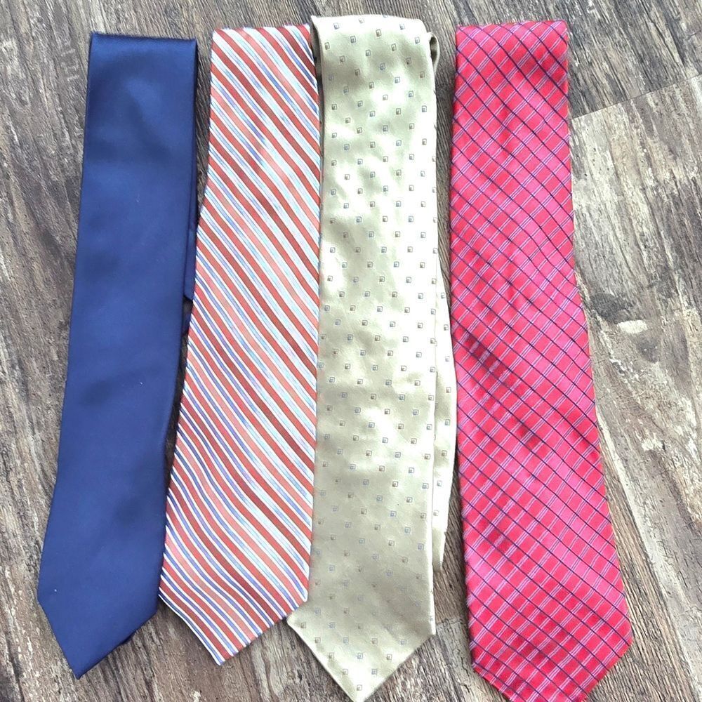 4 Jones New York Elegant Men's Tie Set - Blue, Red, Gold and Orange